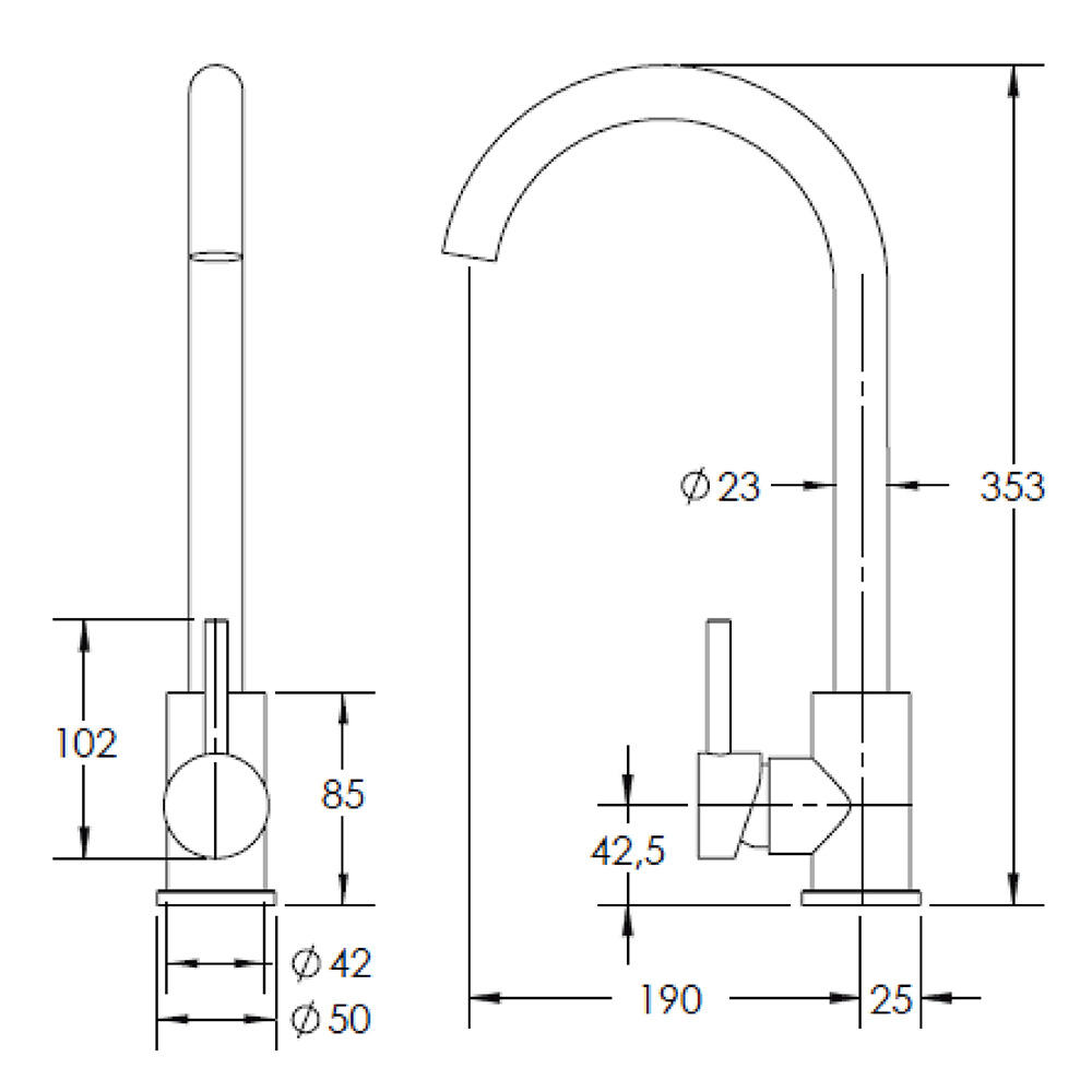 Fiorenzo 35mm單杆SS304廚房水龍頭