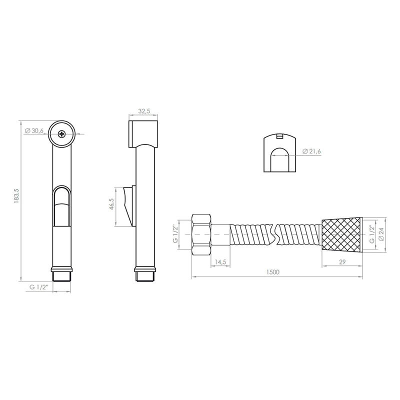 阿拉伯式手持衛生(shēng)噴槍淋浴套裝帶靈活軟管 150cm(21ST7000005)