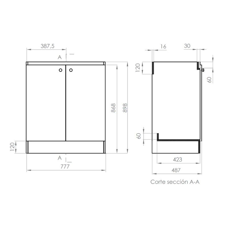 【廚房櫥櫃套裝】Lys地櫃80x50x90cm Right(60KC2600001)