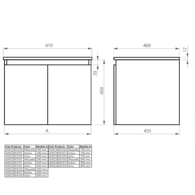 光滑表面櫥櫃 70x46 cm Amélie(60PZ2804707)