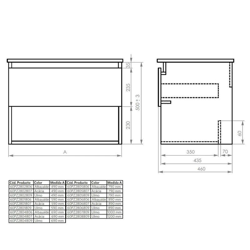 MDF 材料櫃 70x46 cm Zoé(60PZ2804807)