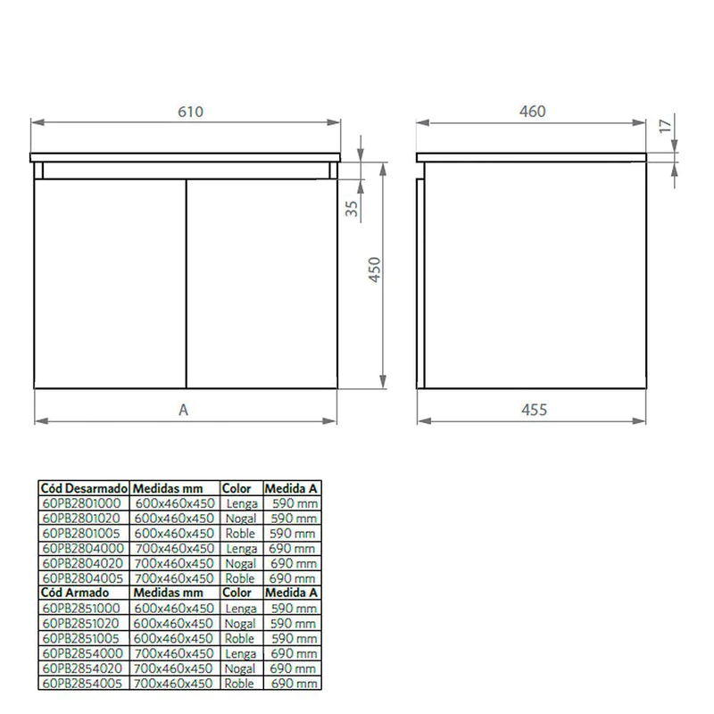 MDF 材質浴室櫃 60 x 46 cm Ermes(60PB2801000)